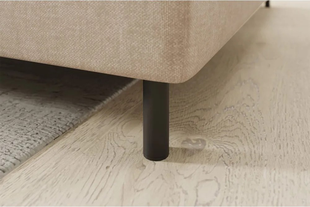 Bézs bársony kinyitható-tárolóhelyes sarokkanapé (jobb oldali-L alakú) Barea – ELTAP