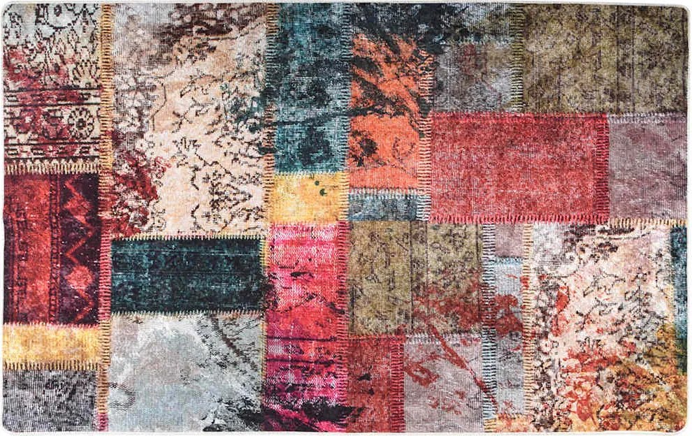 vidaXL többszínű foltvarrott csúszásmentes mosható szőnyeg 160x230 cm