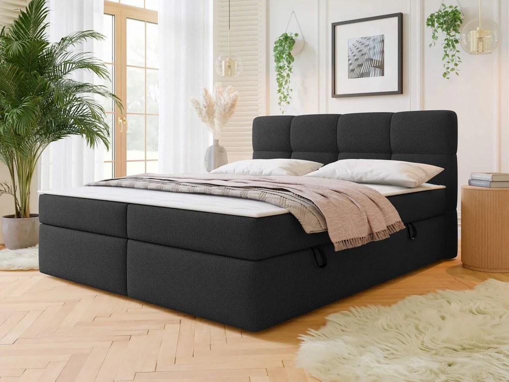 Franciaágy 180 cm Mejaso (világosszürke) (ágyráccsal és matraccal) (tárolóhellyel). 1104399