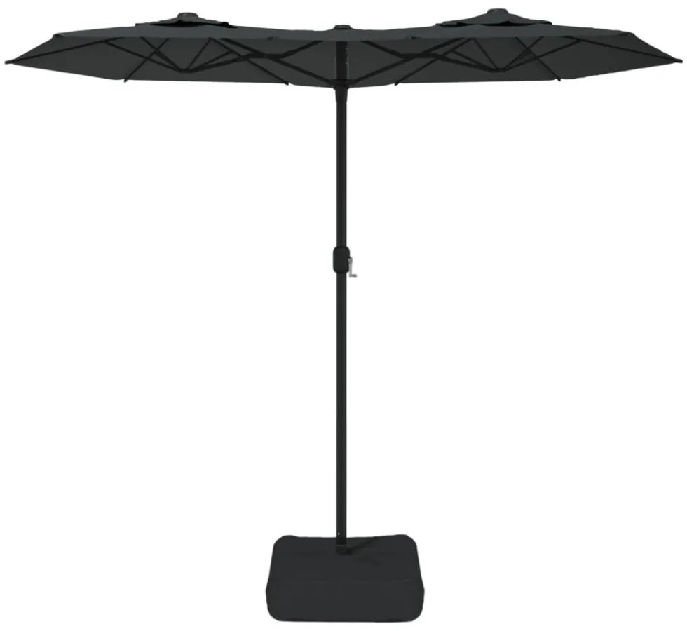 antracitszürke dupla tetős LED-es napernyő 316x145 cm