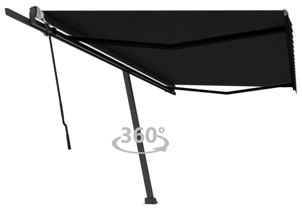 Antracitszürke kézzel kihúzható póznás napellenző 500 x 350 cm