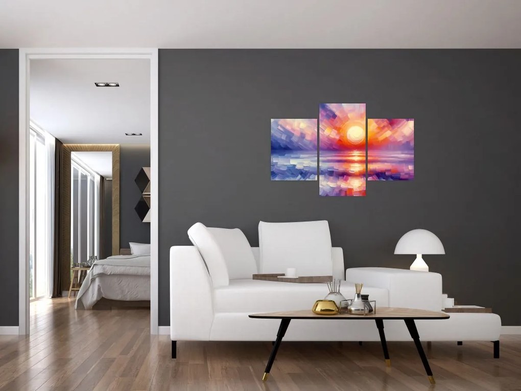 Kép - Színes művészi naplemente (90x60 cm)