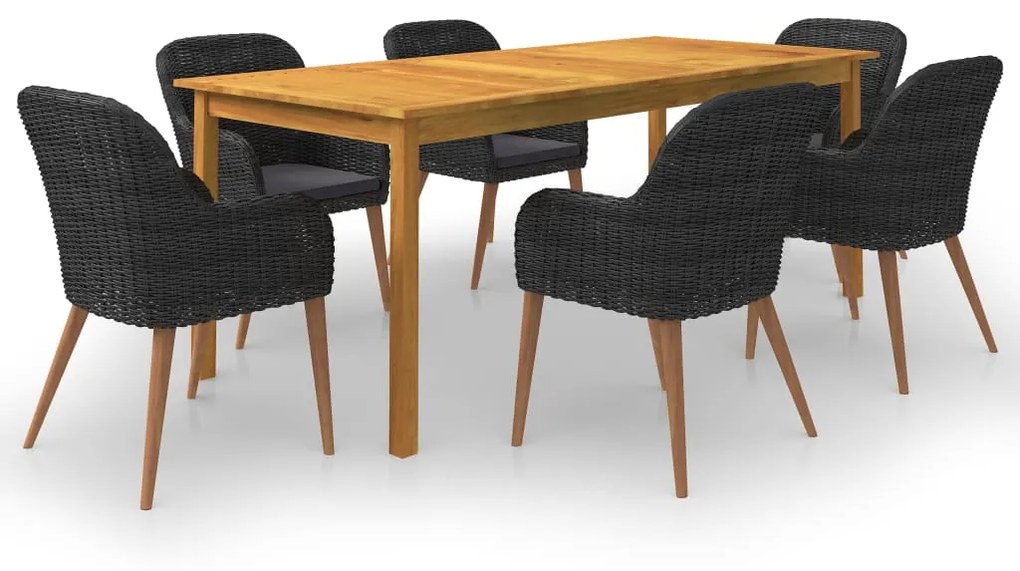 vidaXL 7 részes fekete kerti étkezőgarnitúra