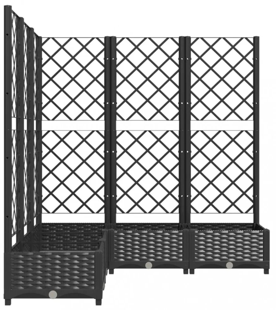 fekete polipropilén rácsos kerti ültetőláda 120 x 120 x 121,5cm