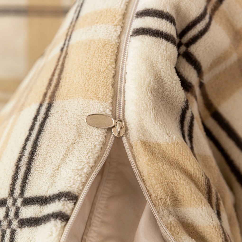 Mikroplüss ágyneműhuzat PLAID krémszínű Ágyneműhuzat mérete: 2 db 70 x 90 cm | 200 x 220 cm