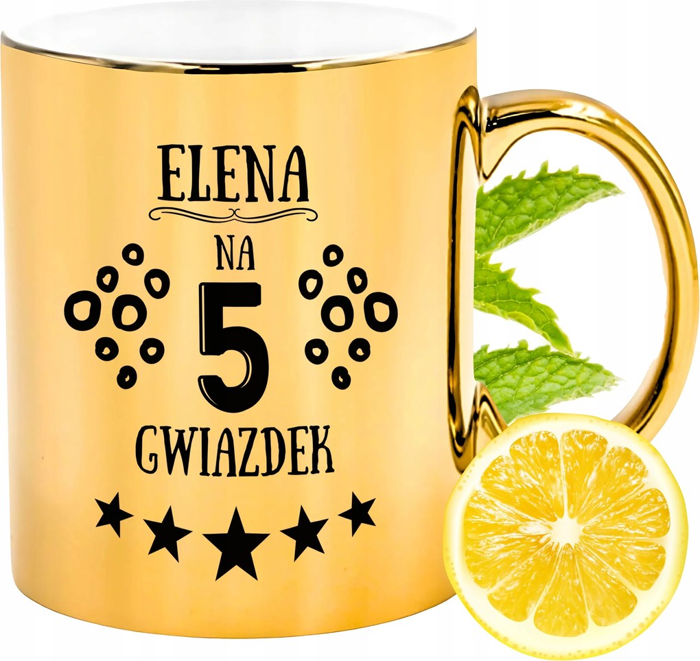 Prémium Arany Csillogó Bögre Elena Ajándék Nyomtatott Fotóval