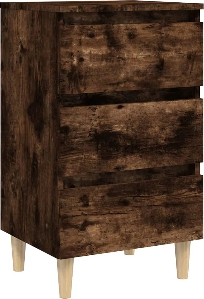 vidaXL tölgyszínű éjjeliszekrény tömör fa lábakkal 40x35x69 cm