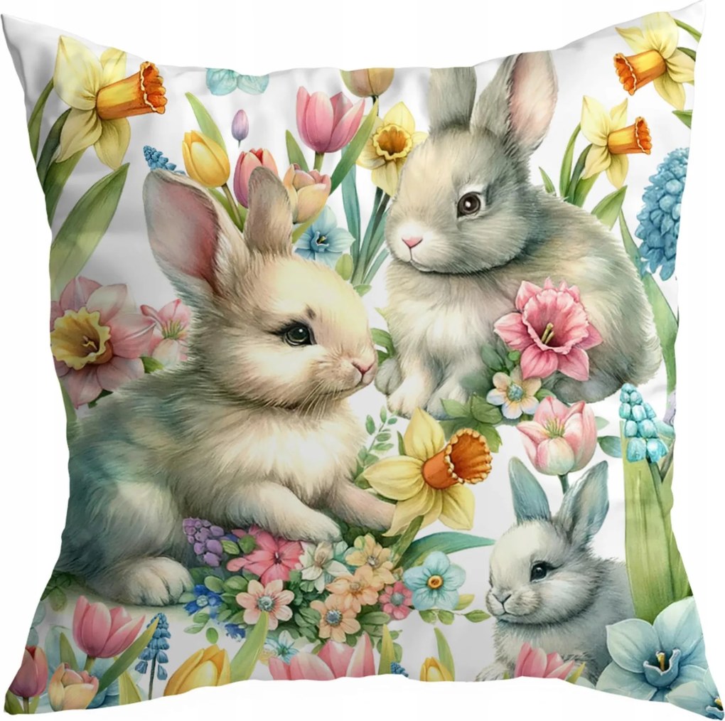 Húsvéti Díszpárnahuzat 40X40 CM Karácsonyi Nyuszi Minta 384