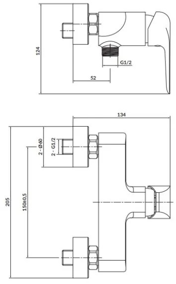 Cersanit S951-352 - Zuhanycsap CITY fényezett króm