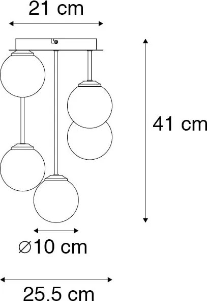 Modern mennyezeti lámpa fekete arannyal 5 lámpás - Athens Wire