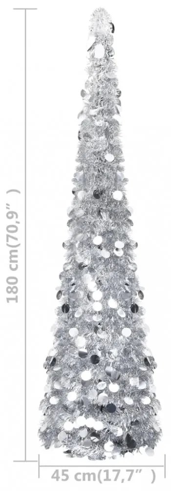 ezüstszínű pop-up PET műkarácsonyfa 180 cm