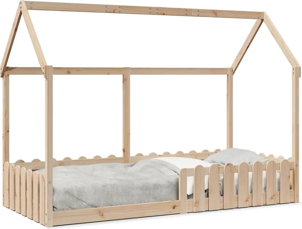 vidaXL tömör fenyőfa házikó gyerekágykeret 90 x 190 cm