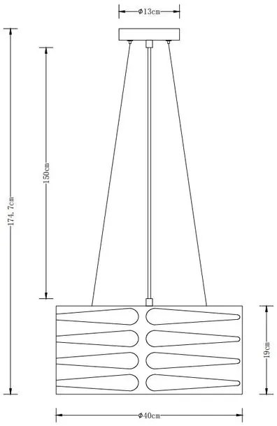 Lámpa Mennyezeti lámpatest MARISA,2638,AC220-240V,50/60Hz,3*E27, max.40W, IP20, Átmérő 40 cm, hármas, fekete