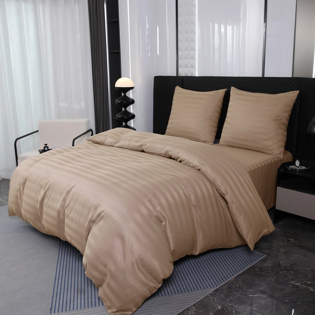 JASMINE mikroszálas szállodai ágyneműhuzat, bézs – 2 cm-es csíkos Ágyneműhuzat mérete: 70 x 90 cm | 140 x 200 cm