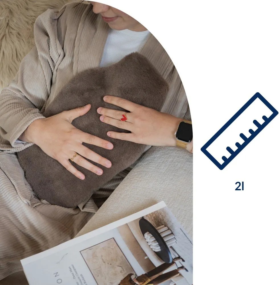 Szürkésbarna mikroplüss melegvizes palack 2 l Warmers – Tiseco Home Studio