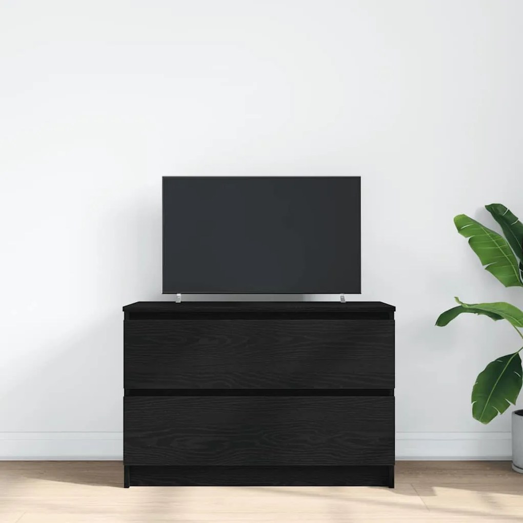 fekete szerelt fa TV-szekrény 80x35x54 cm