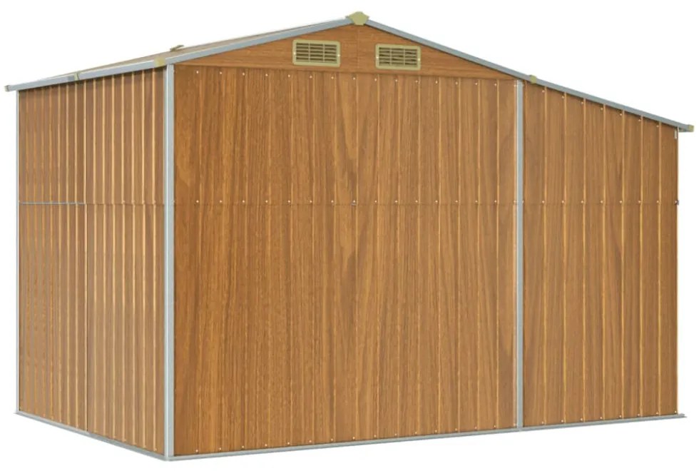 világosbarna horganyzott acél kerti fészer 277 x 192,5 x 179 cm