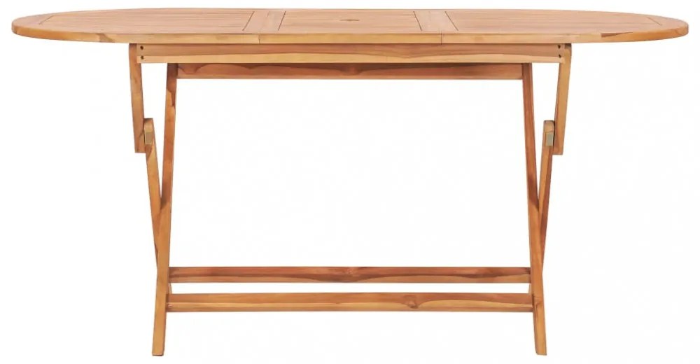 összecsukható kerti tömör tíkfa asztal 160 x 80 x 75 cm