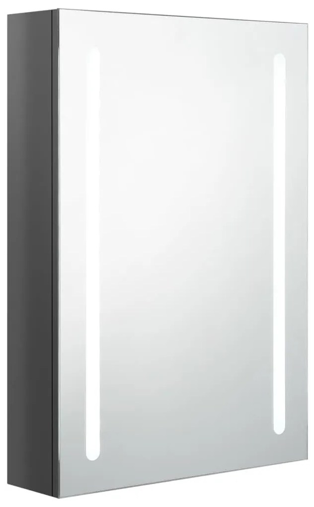 fényes szürke LED-es tükrös fürdőszobaszekrény 50 x 13 x 70 cm
