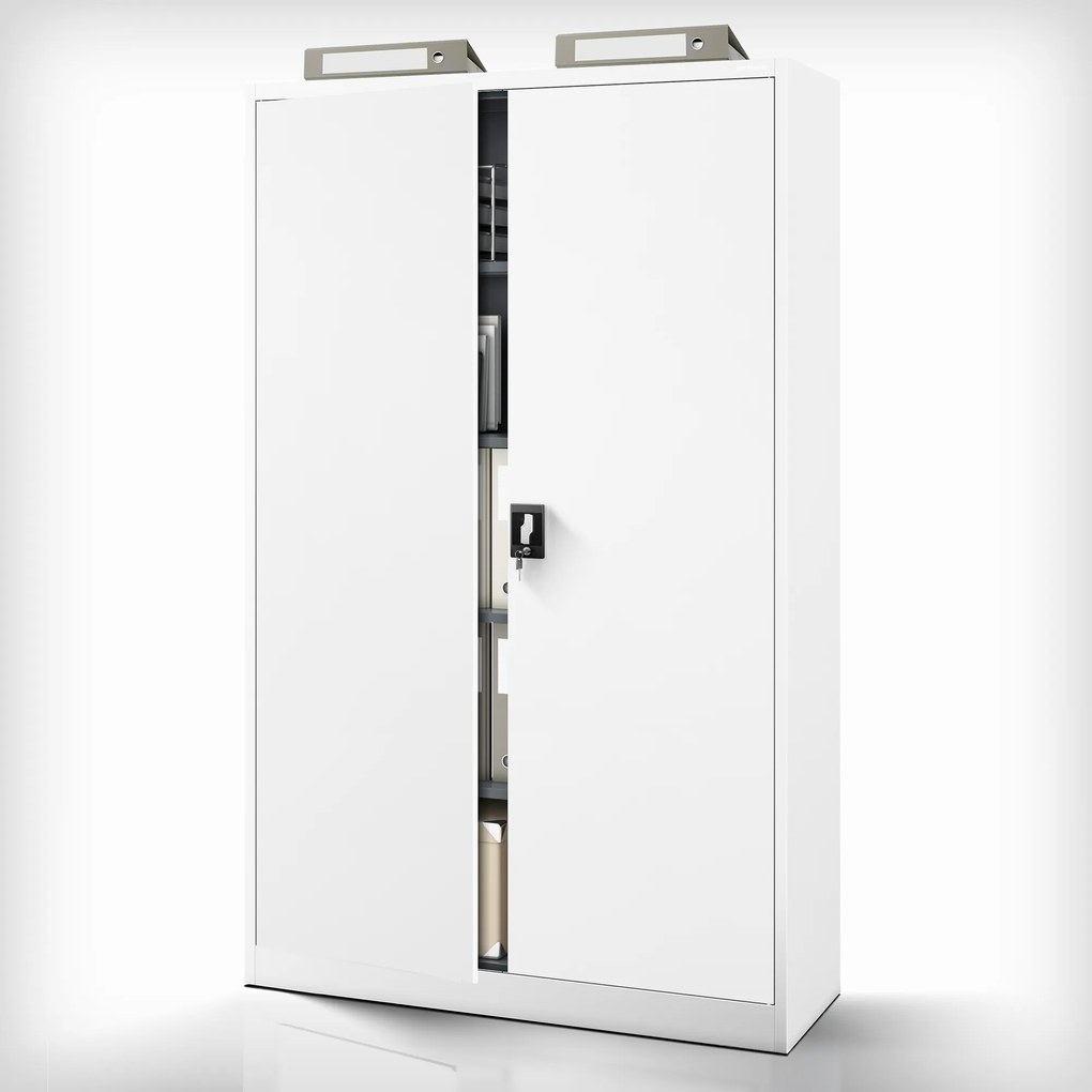 Fém iratszekrény JAN II, 1150 x 1850 x 400 mm, fehér