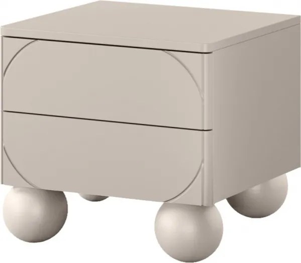 Sonatia II fiókos éjjeliszekrény 45 cm 2 fiókkal - kasmír / gömb alakú lábak