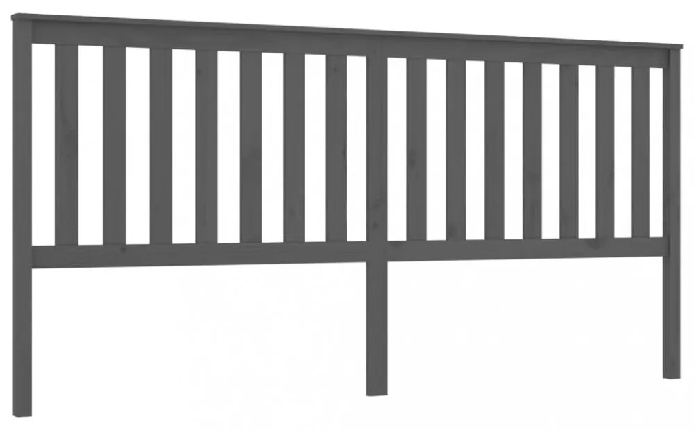 szürke tömör fenyőfa ágyfejtámla 206 x 6 x 101 cm