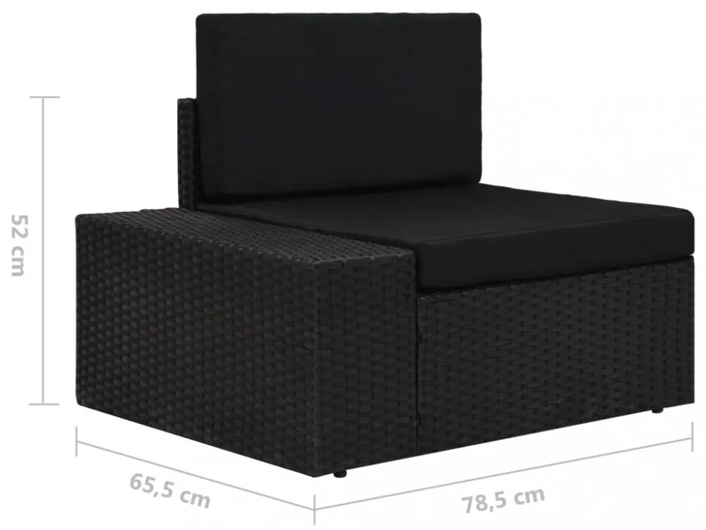 fekete polyrattan sarokkanapé-elem jobb oldali karfával