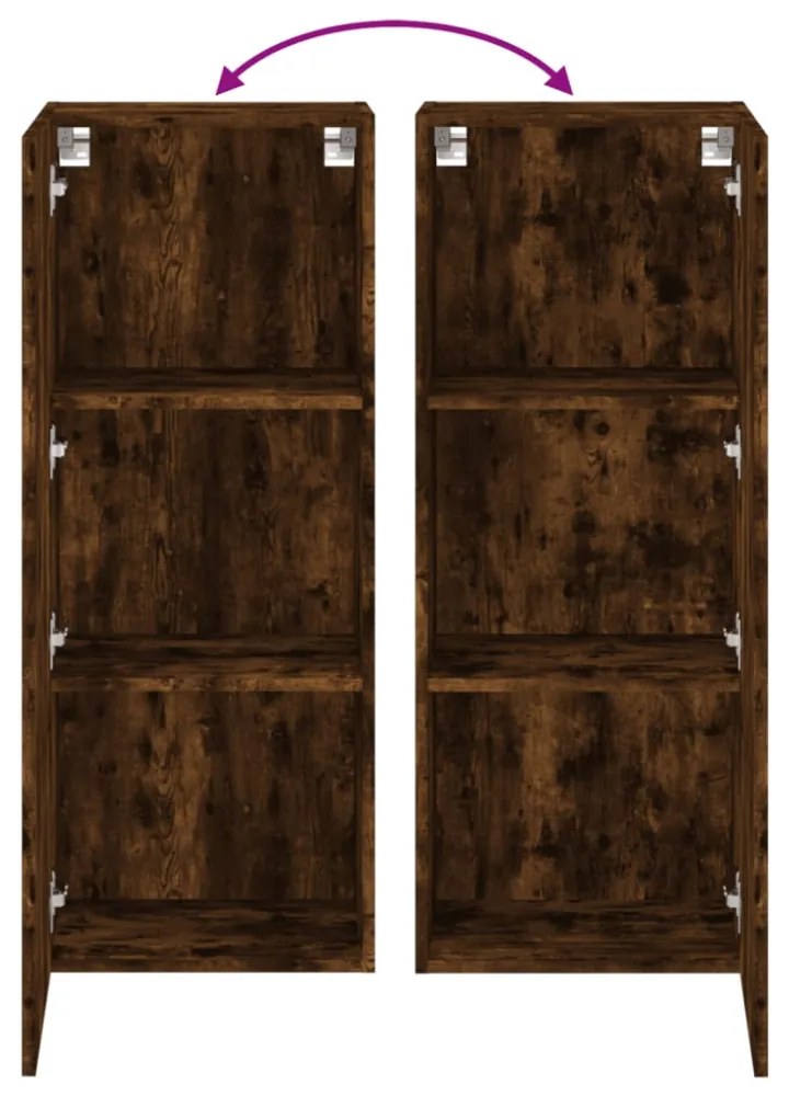füstös tölgy színű szerelt fa fali TV-szekrény 40,5x30x102 cm