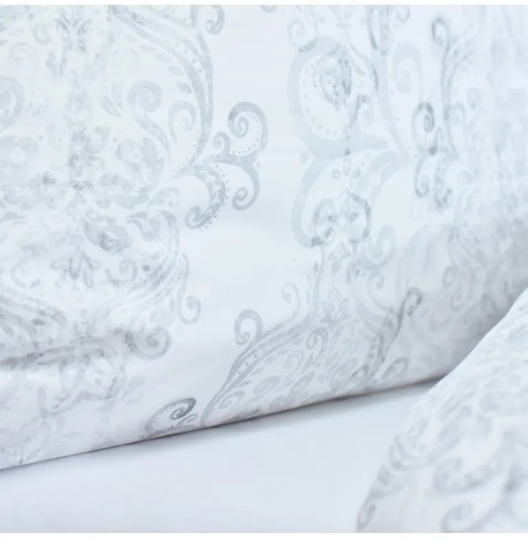 EMI Poetics szürke-fehér szatén ágyneműhuzat, A standard egyszemélyes ágy szett tartalma: 1x 140x200 + 1x 70x90