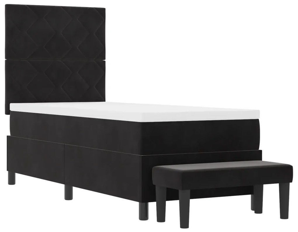 Boxspring Ágy matraccal és paddal Fekete 80x200 cm Bársony