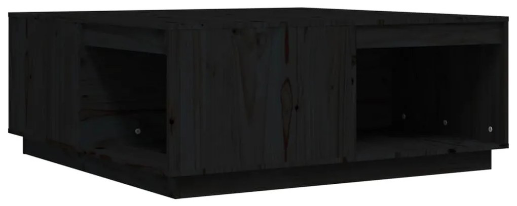 Fekete tömör fenyőfa dohányzóasztal 100 x 101 x 40,5 cm