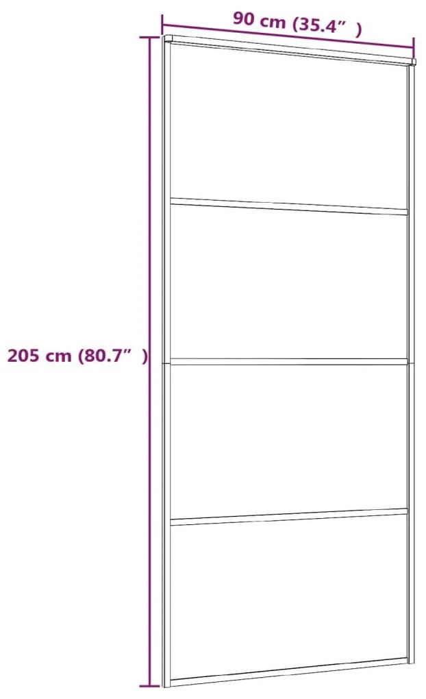 Fekete matt ESG üveg és alumínium tolóajtó 90x205 cm