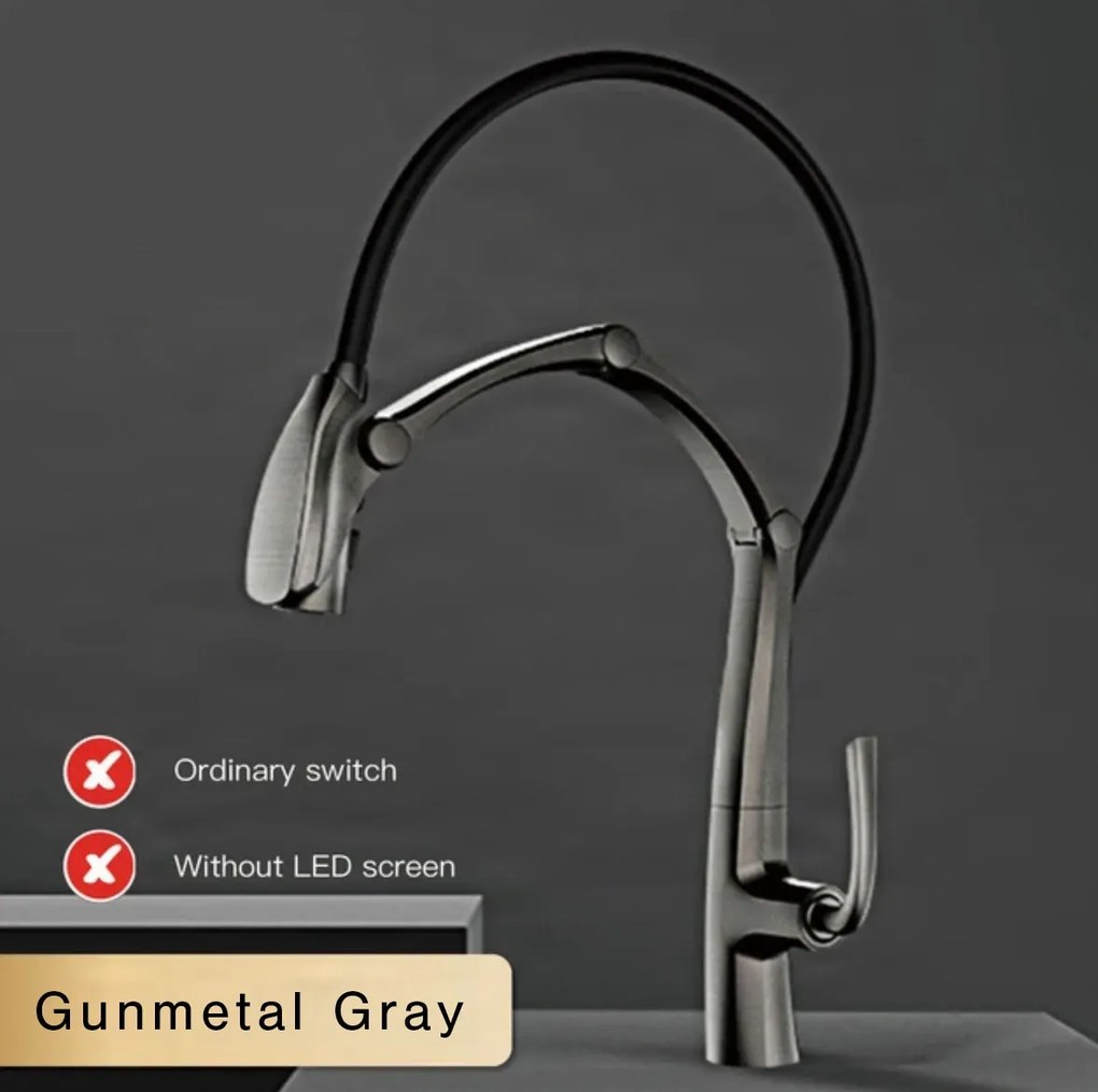 Konyhai csaptelep ELITE EDITION KSS1899 szenzorral, kihúzható zuhanyfejjel, több színváltozatban — Gunmetal szürke — Nem