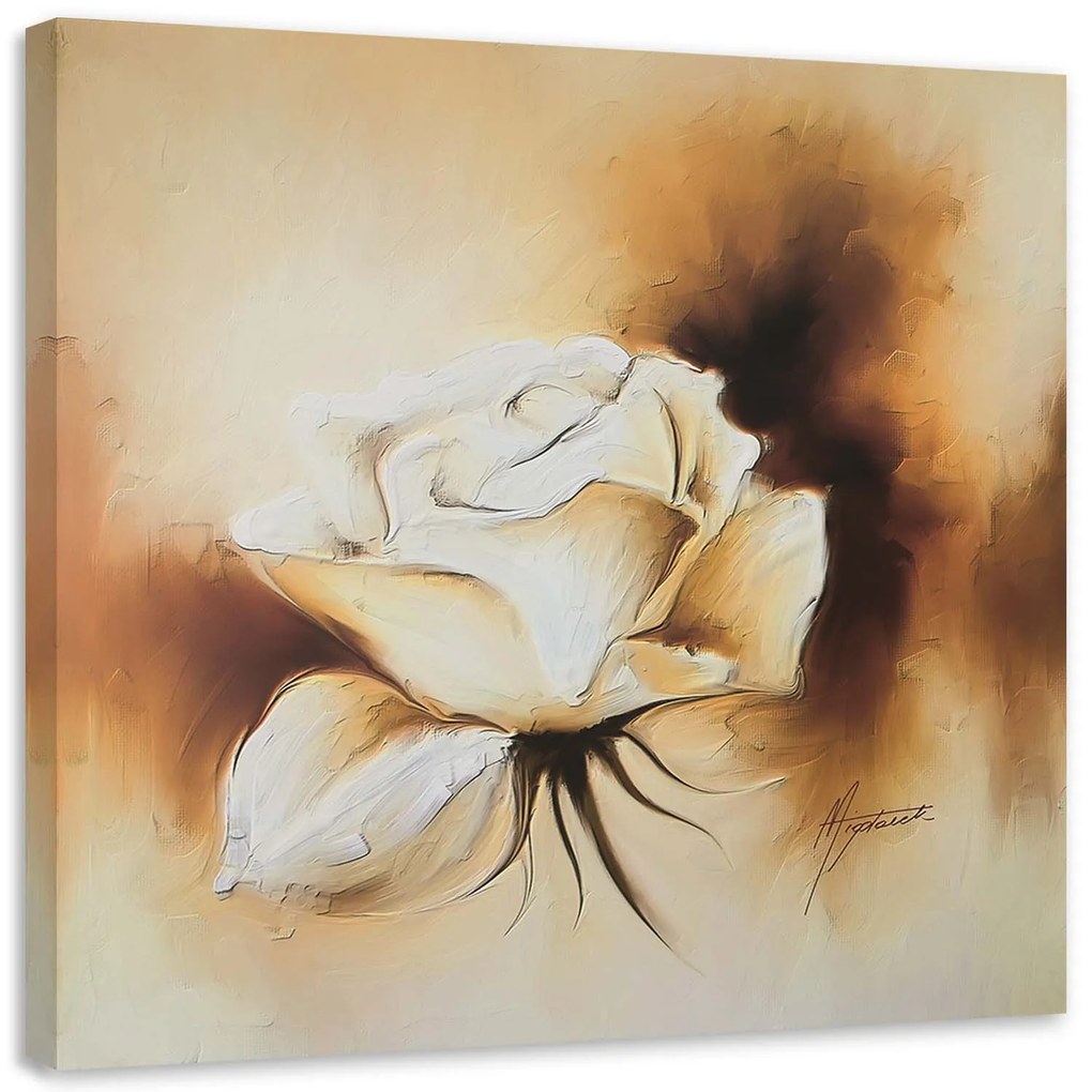 Gario Vászonkép Mint egy kézzel festett fehér rózsa Méret: 40 x 40 cm