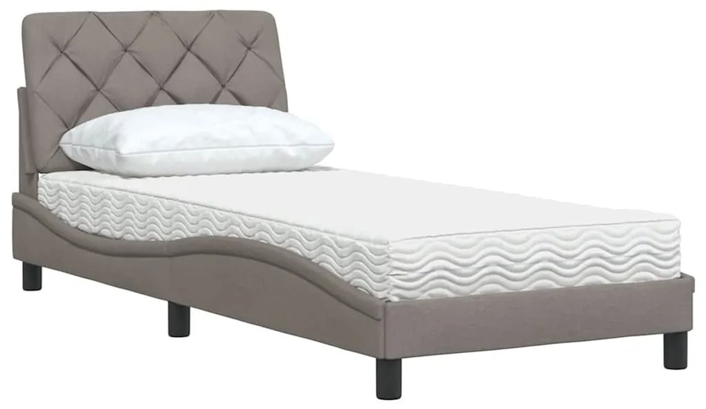 tópszínű szövet ágy matraccal 80x200 cm