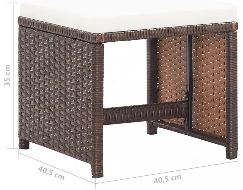 4 db barna polyrattan kerti ülőke párnával