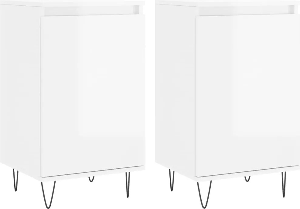 vidaXL 2 db magasfényű fehér szerelt fa tálalószekrény 40 x 35 x 70 cm