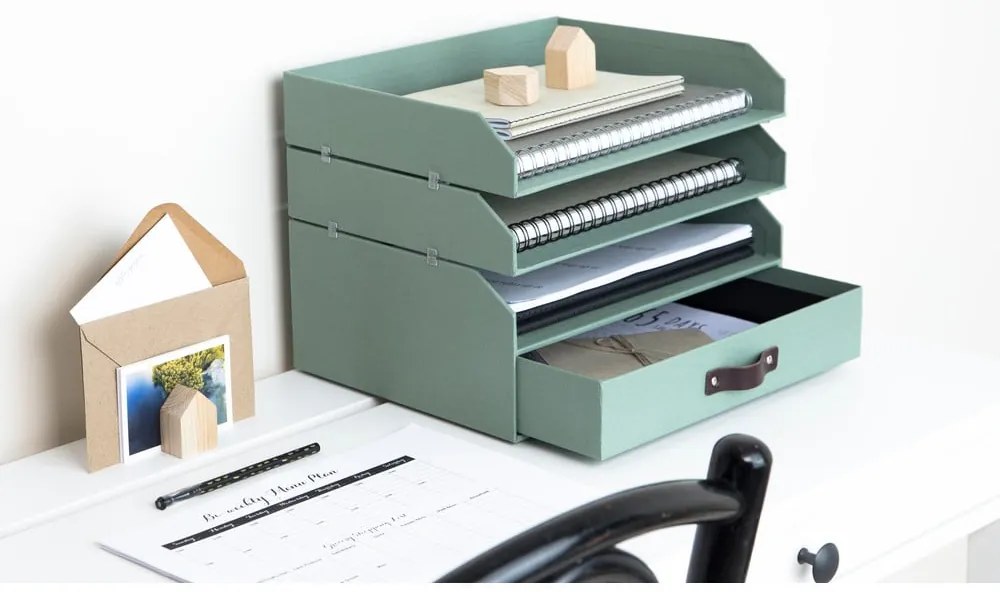 Zöld karton fiókos-dokumentumokhoz rendszerező Walter Canvas Paper Laminate – Bigso