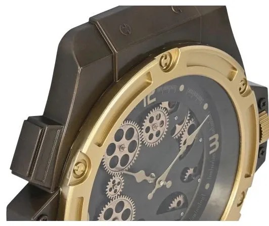 Loft nagyméretű falióra mozgó fogaskerekkel 47x6,4x52 cm arany