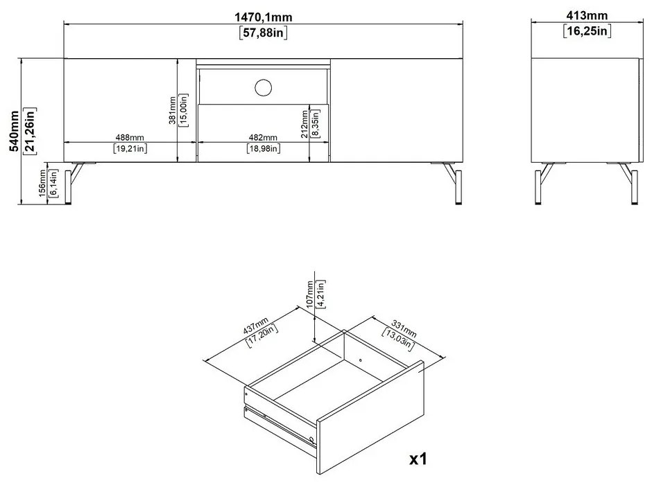Barna TV-állvány tölgyfa dekorral 147x54x41 cm Bergen – Tvilum