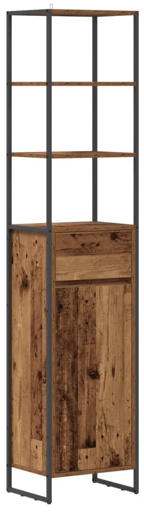 vidaXL Fürdőszoba Székény fiókkal Öreg fa 40 x 30 x 180 cm Faanyag