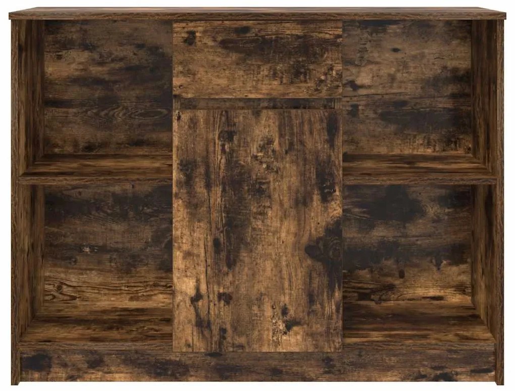füstölt tölgy szerelt fa tálalószekrény fiókos 101x35x76 cm