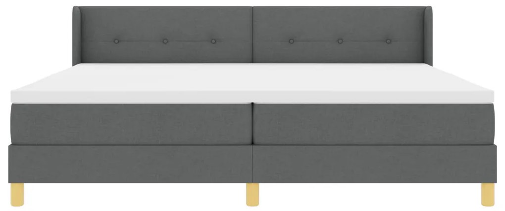 Boxspring ágy matraccal, sötétszürke, 200 x 200 cm, textil