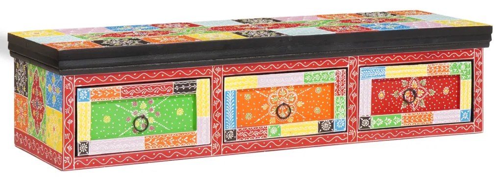Fali TV szekrény 100x30x24 cm Szilárd Fa Durva Mangó