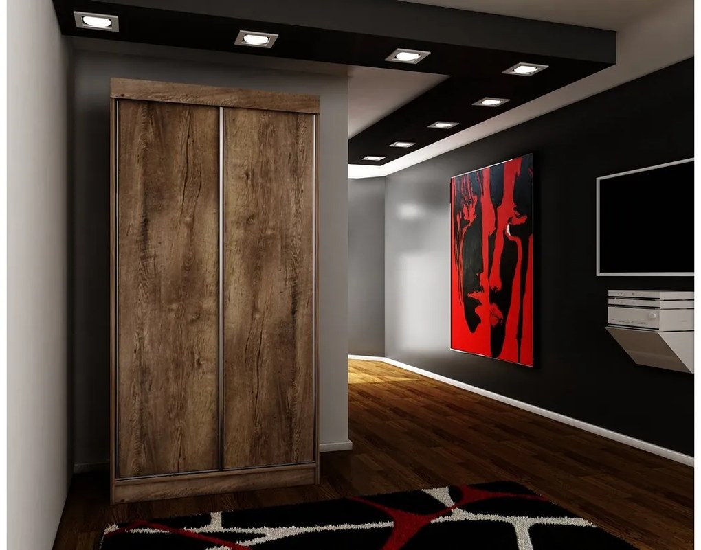 TALIA 25 tolóajtós szekrény, 200x200x62, sonoma tölgy