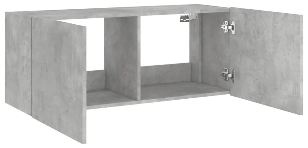 betonszürke fal TV-szekrény LED-világítással 100 x 35 x 41 cm