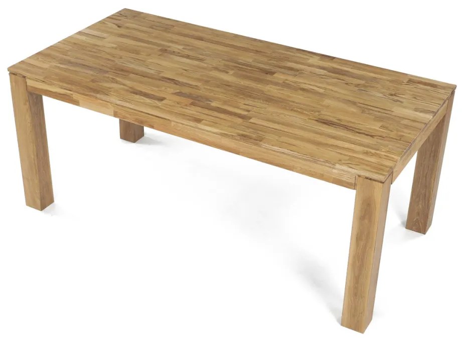Étkezőasztal 180x90x75, tömör fehér tölgy, olajos felületkezelés, 10x10 cm-es lábak