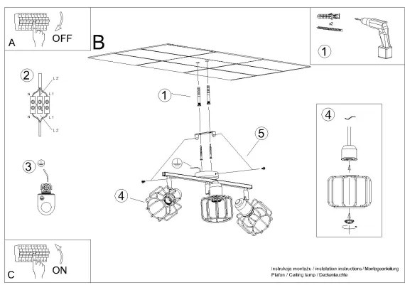 Sollux SL.1116 - Spotlámpa BELUCI 3xE14/40W/230V fekete