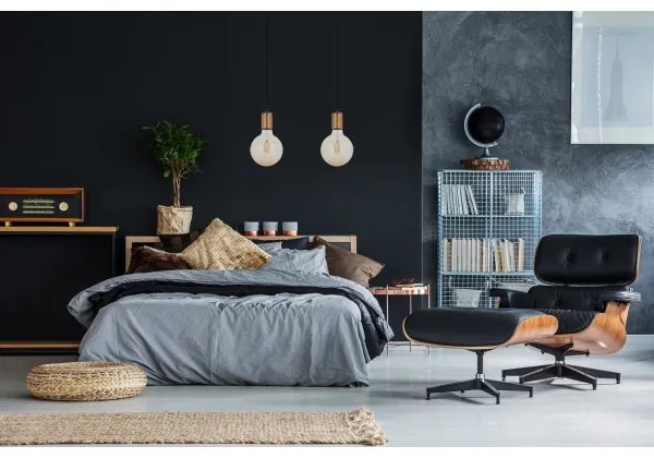 Csillár zsinóron MIROS 2xE27/60W/230V fekete/réz