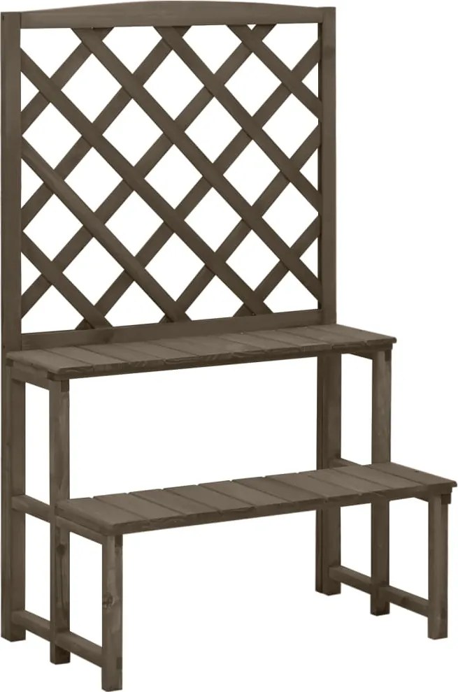 vidaXL szürke tömör fenyőfa rácsos virágtartó állvány 70 x 42 x 115 cm